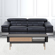 Modern Black And Wicker Coffee Table With Storage