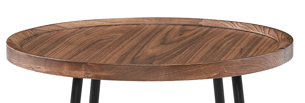 Mesa auxiliar redonda de 21.66" x 21.66" x 22.05" en nogal americano y negro