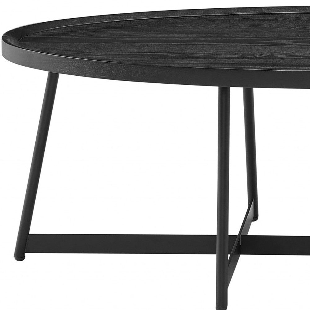 47" Black Manufactured Wood Oval Coffee Table