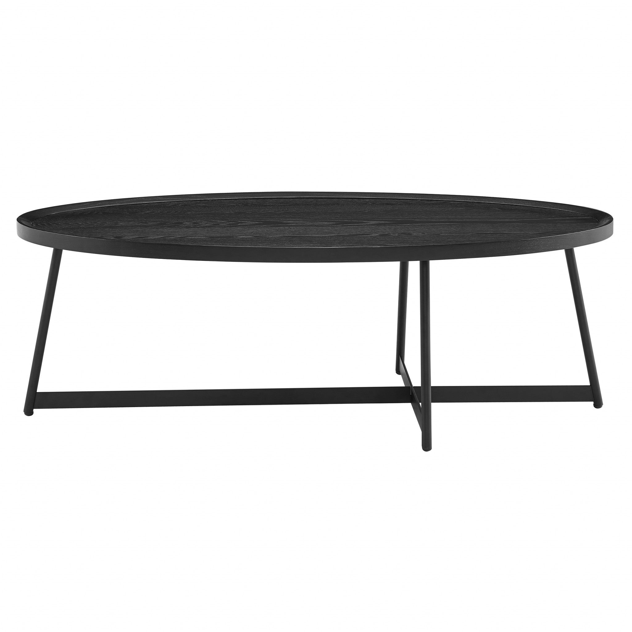 47" Black Manufactured Wood Oval Coffee Table