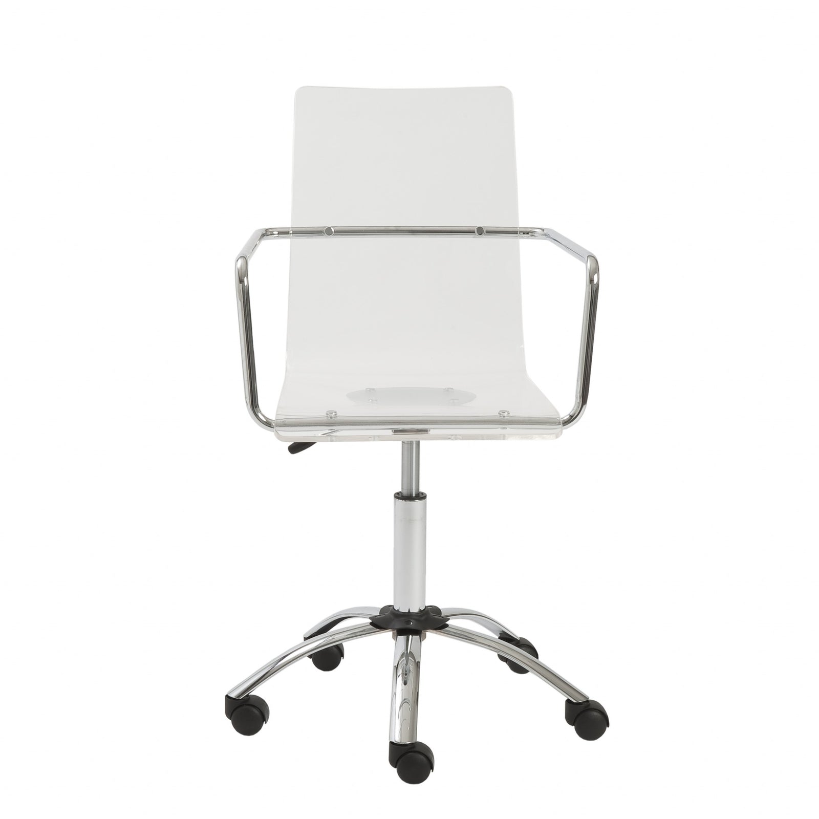 White Swivel Adjustable Task Chair Plastic Back Steel Frame