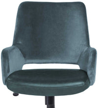 Blue Velvet Seat Swivel Adjustable Task Chair Fabric Back Steel Frame