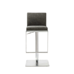 31" Gray And Silver Stainless Steel Chair With Footrest