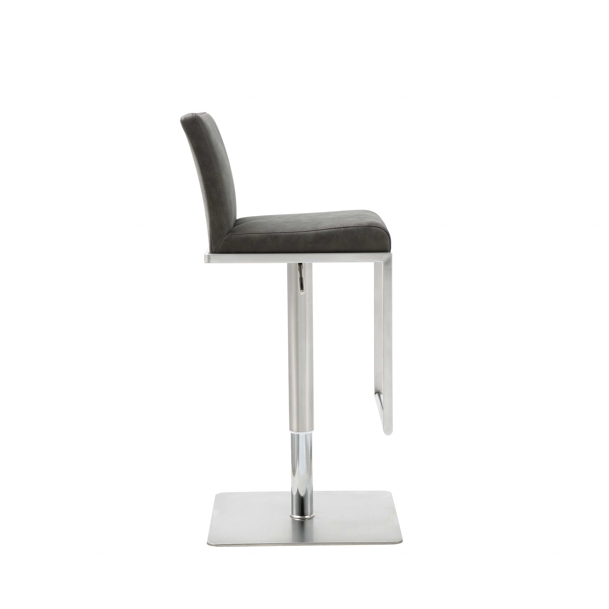 31" Gray And Silver Stainless Steel Chair With Footrest