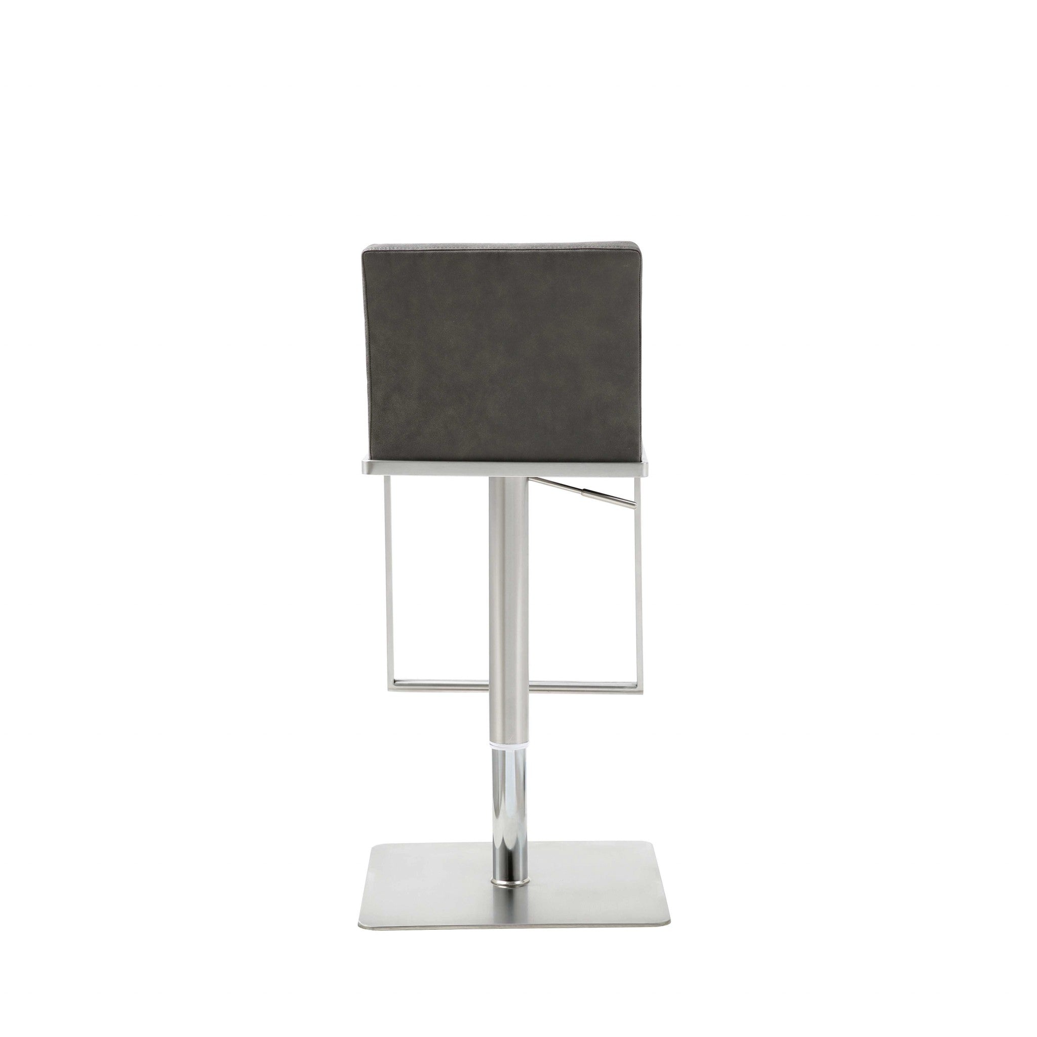 31" Gray And Silver Stainless Steel Chair With Footrest