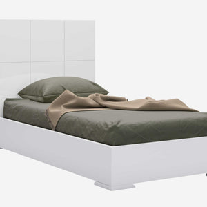 44 x 80 x 48 cama individual de acero inoxidable blanco brillante