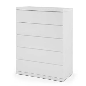 36 X 20 X 47 Gloss White Stainless Steel 5 Drawer Chest