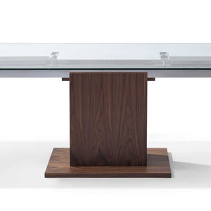 Contemporary Glass Extendable Pedestal Dining Table