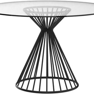 Black Glass Iron Dining Table 47 x 47 x 30