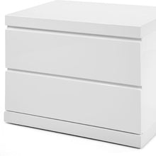 Modern White High Gloss Finish 2 Drawer Nightstand