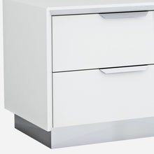 White And Stainless Steel Two Drawer Nightstand