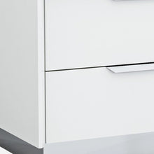 White And Stainless Steel Two Drawer Nightstand