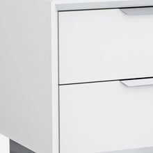 White And Stainless Steel Two Drawer Nightstand