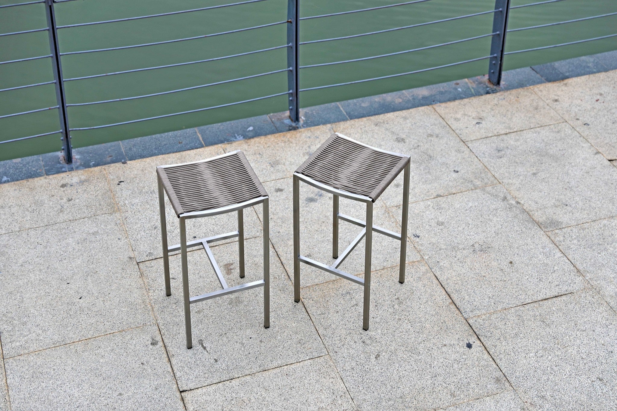 Set Of 4 Stainless Steel Square Bar Stool