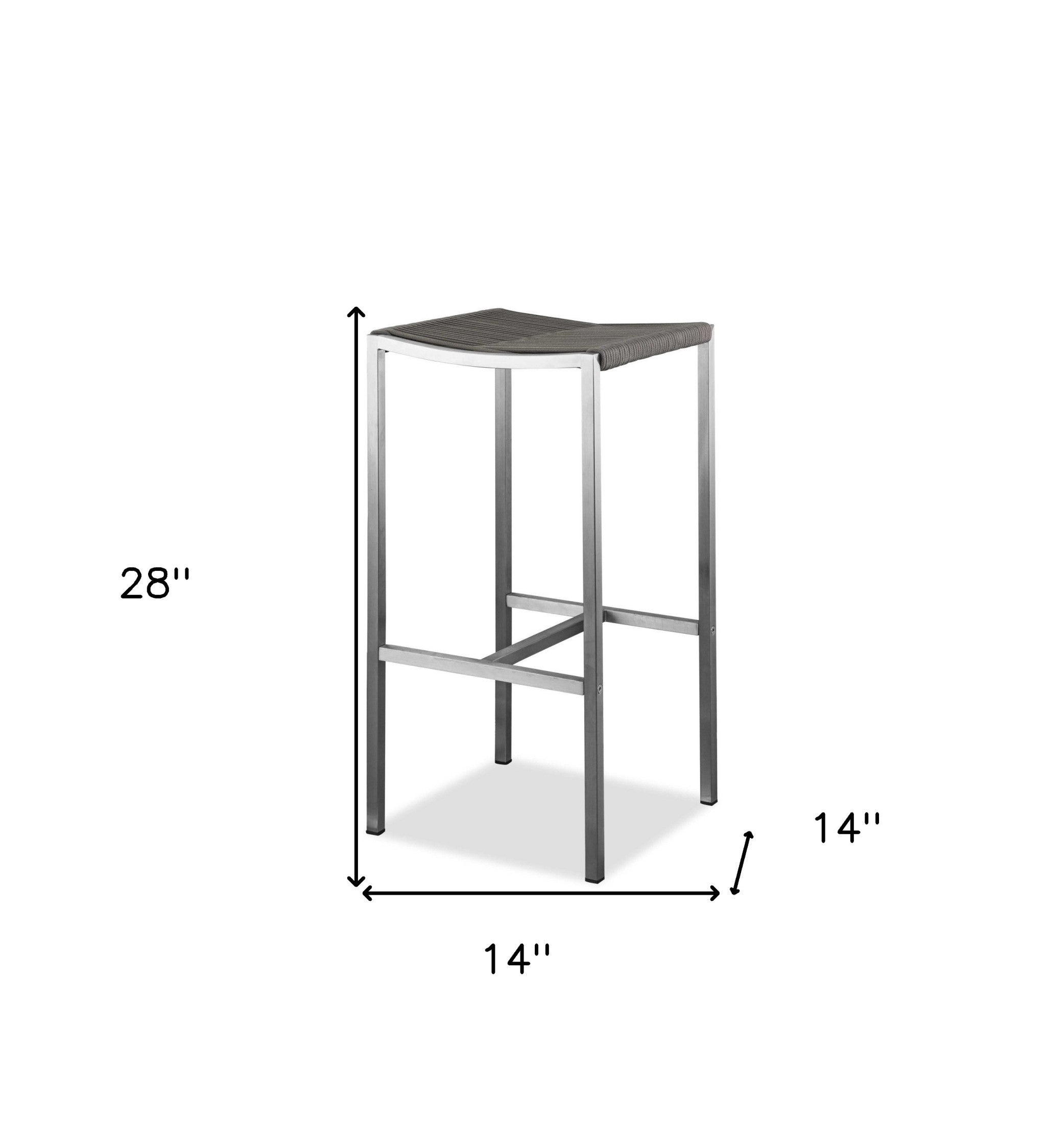 Set Of 4 Stainless Steel Square Bar Stool