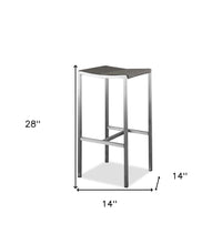 Set Of 4 Stainless Steel Square Bar Stool