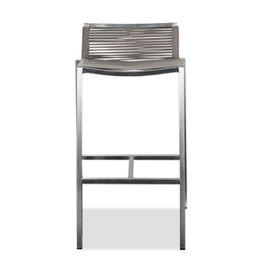 33 英寸棕色和銀色不銹鋼低背吧台高椅子帶腳凳