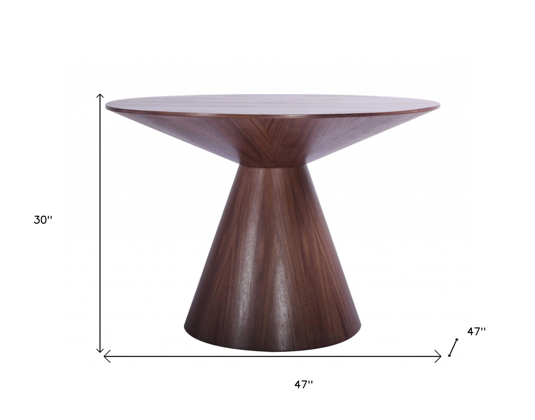 Walnut Veneer Round Dining Table 47 x 47 x 30
