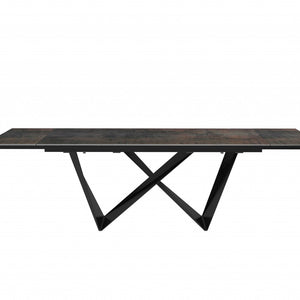71 X 35 X 30 Black Ceramic Metal Dining Table
