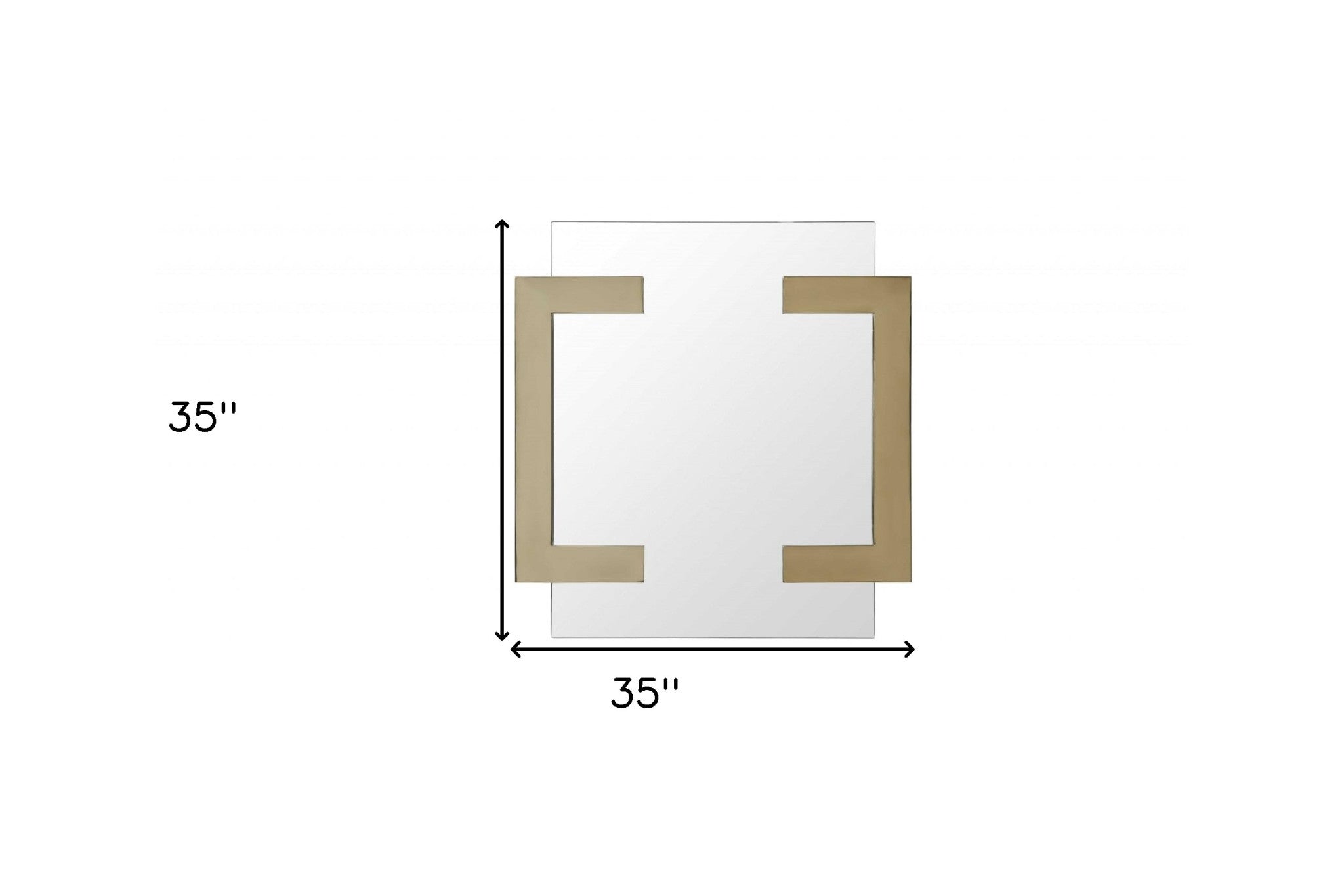 Espejo de Acero Inoxidable Dorado Pulido 35 X 35 X 2