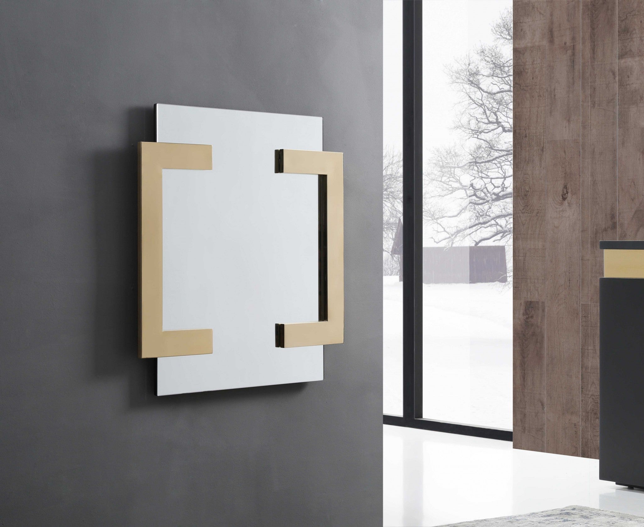 Espejo de Acero Inoxidable Dorado Pulido 35 X 35 X 2