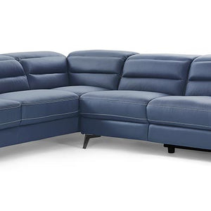 109 X 88 X 31 X 40 Navy Blue Leather Sectional
