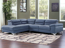 109 X 88 X 31 X 40 Navy Blue Leather Sectional