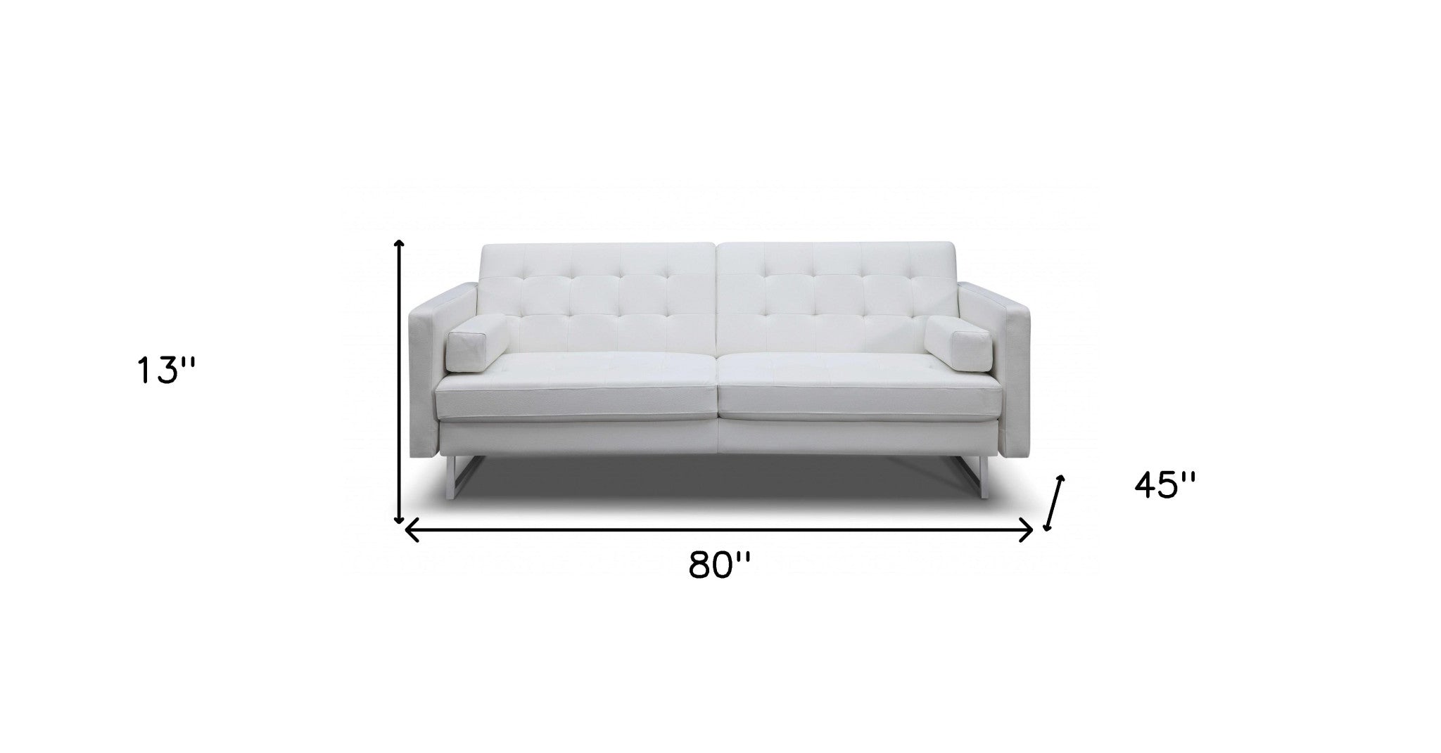 80 X 45 X 13 White Stainless Steel Sofa Bed