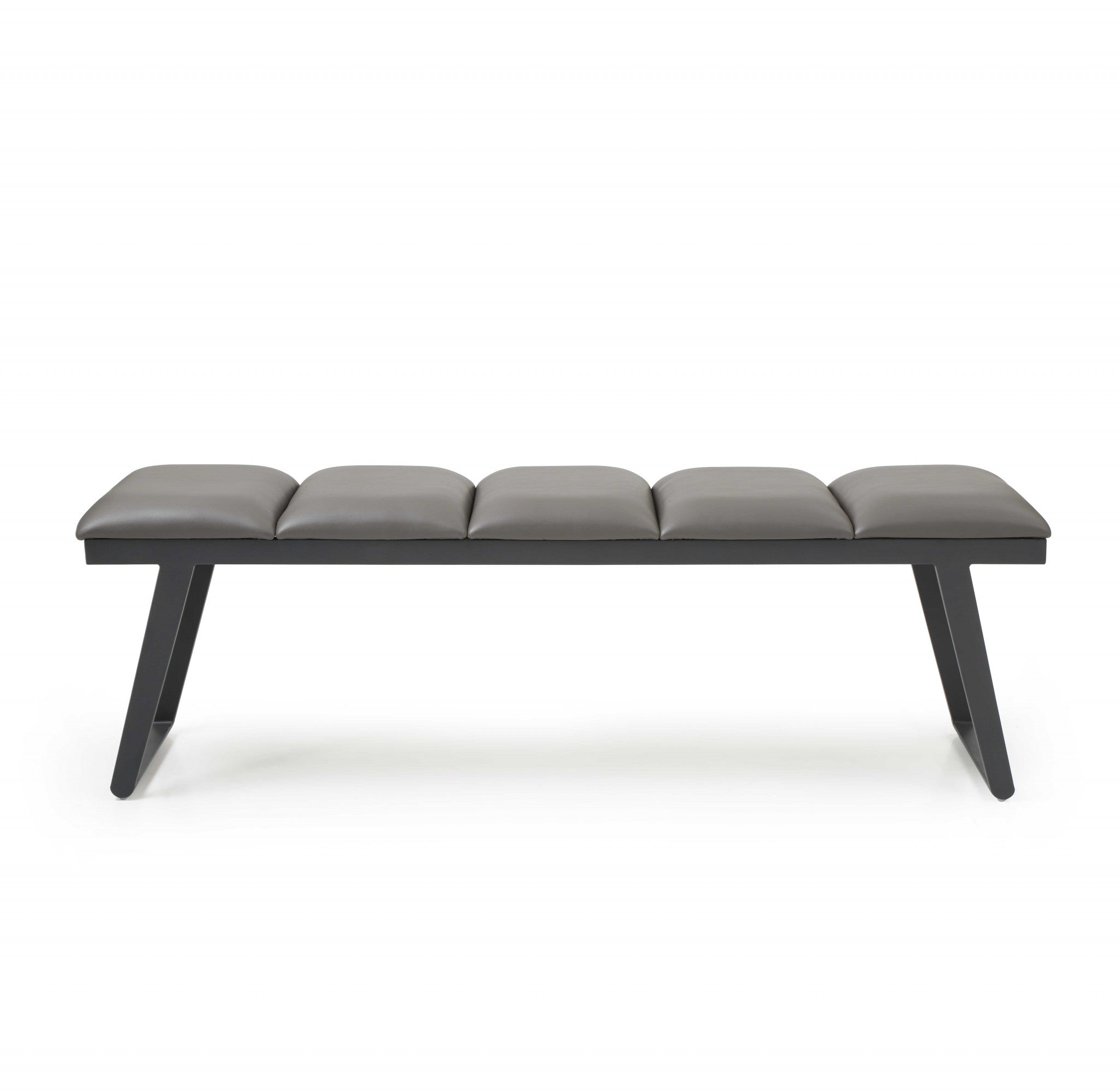 57" Dark Gray Faux Leather Bench