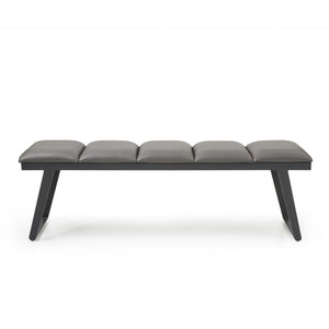 57" Dark Gray Faux Leather Bench