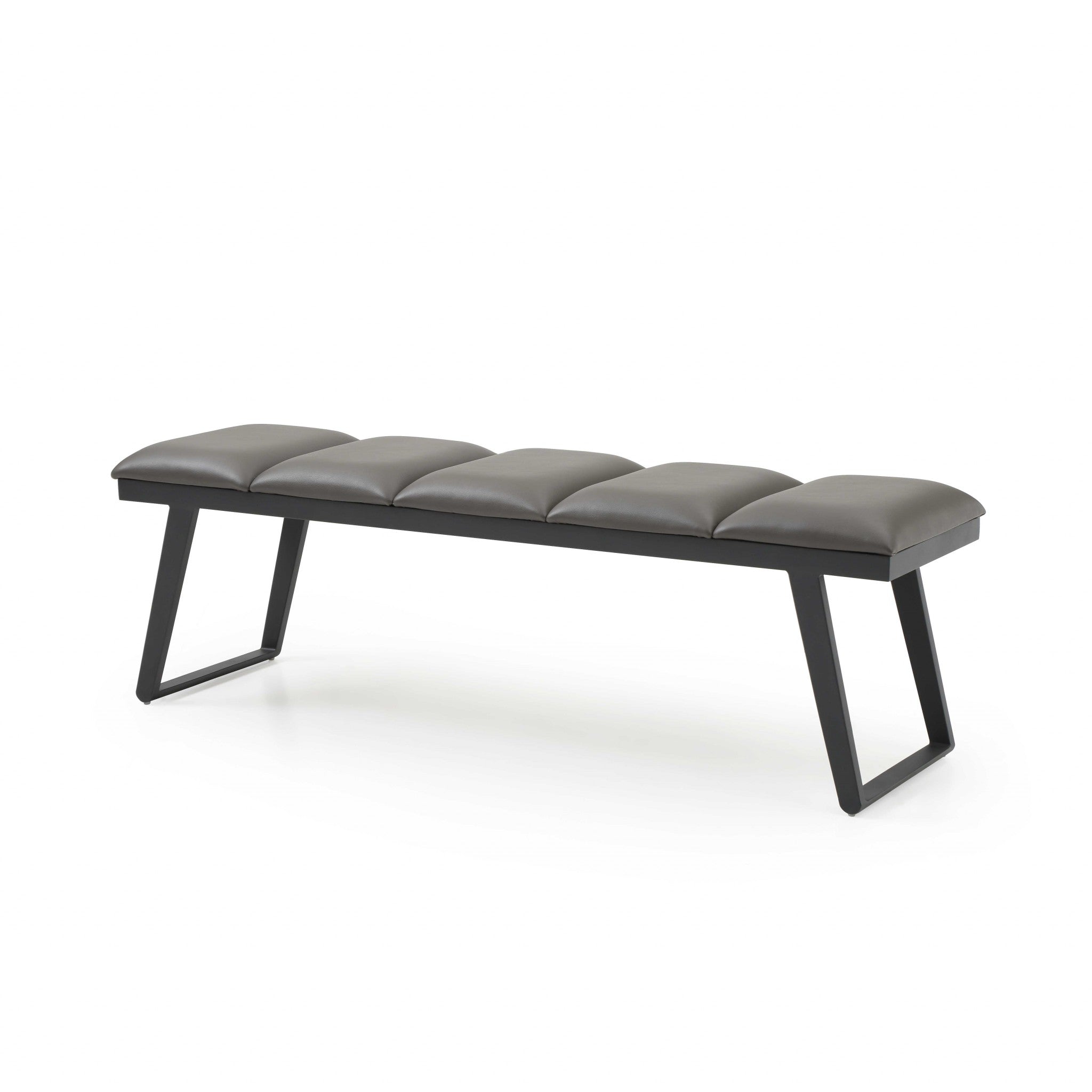 57" Dark Gray Faux Leather Bench