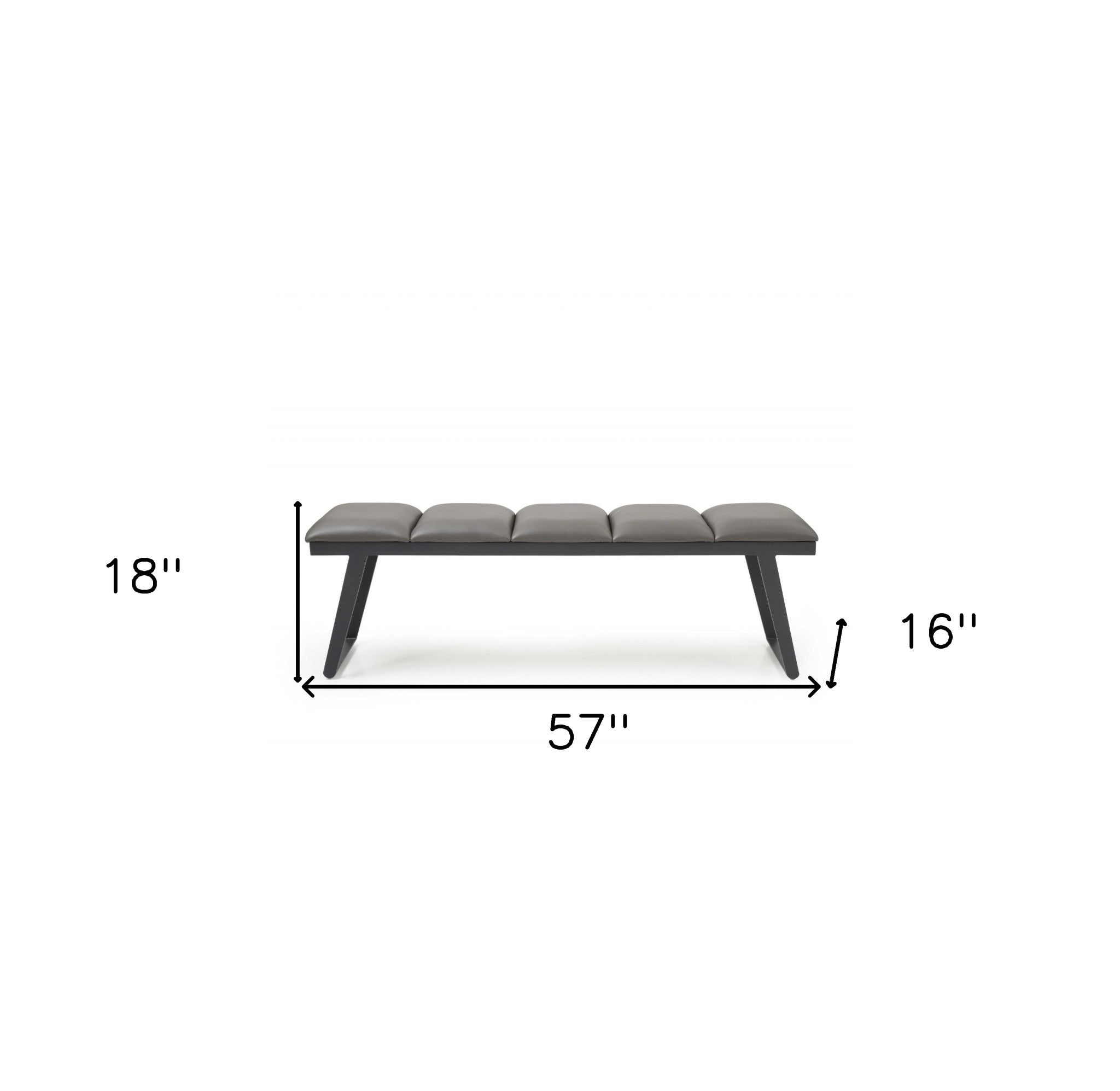 57" Dark Gray Faux Leather Bench
