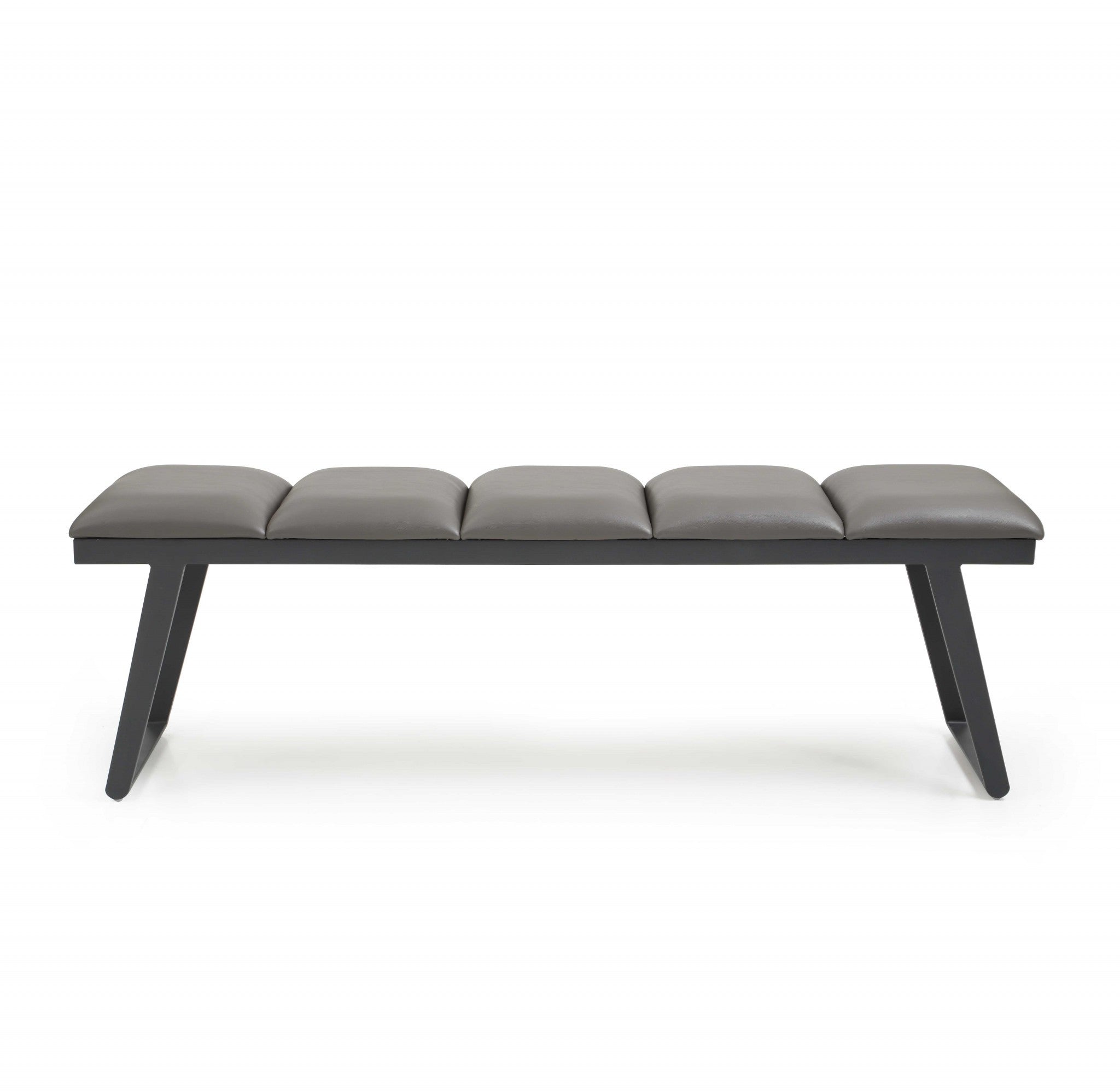 57" Dark Gray Faux Leather Bench