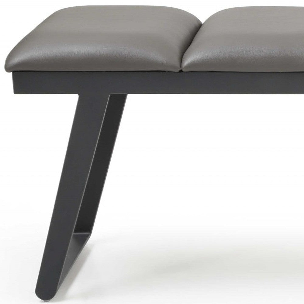57" Dark Gray Faux Leather Bench