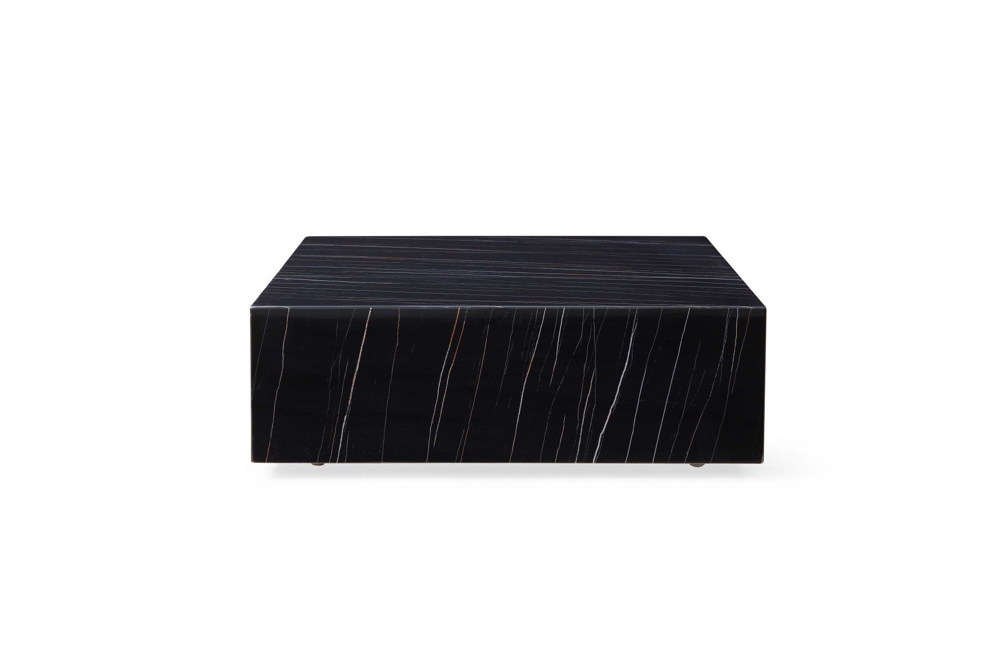 Black Genuine Marble And Brass Square Coffee Table 35"