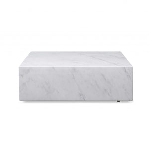 White Genuine Marble And Brass Square Coffee Table 35"