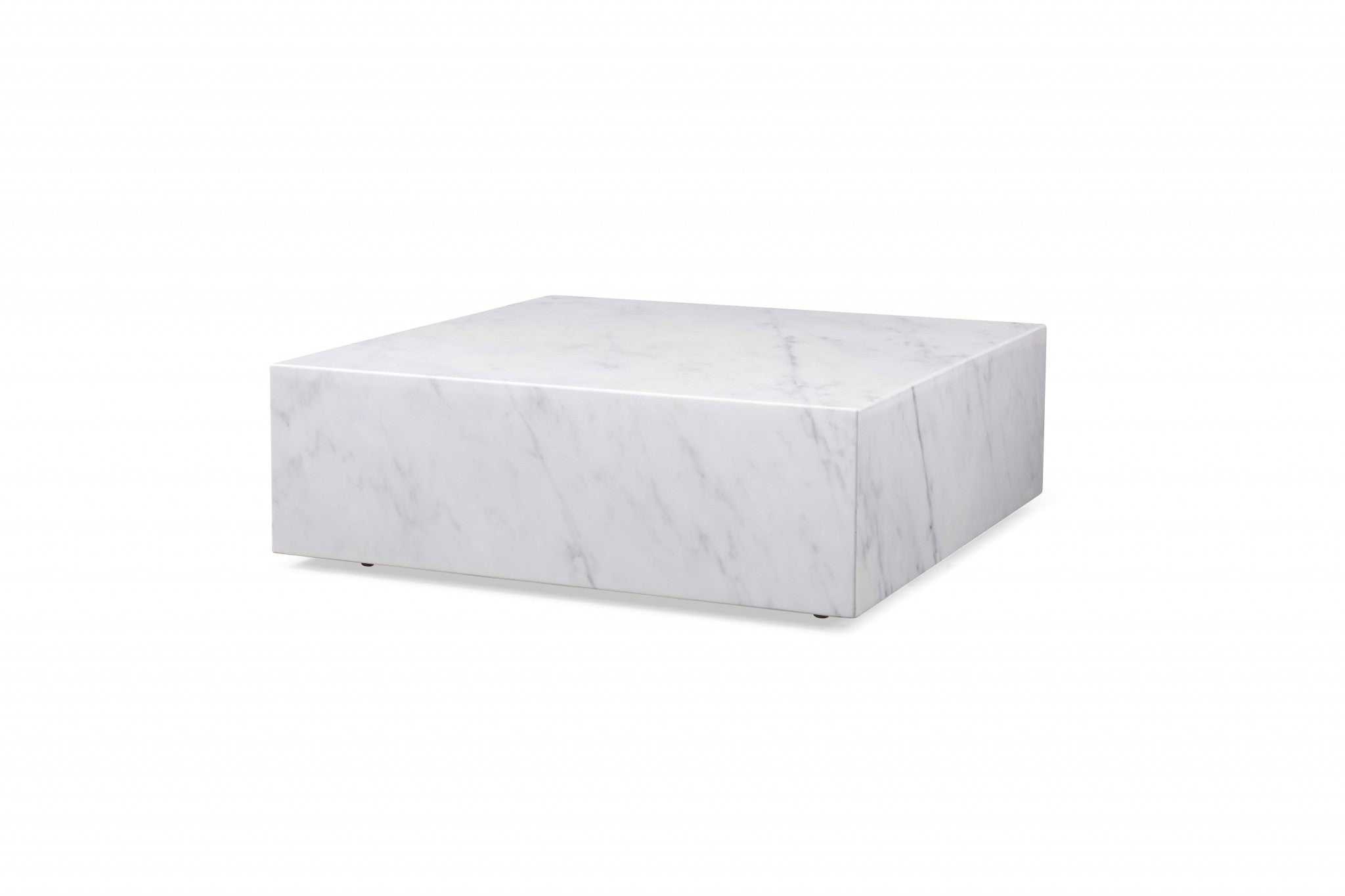White Genuine Marble And Brass Square Coffee Table 35"