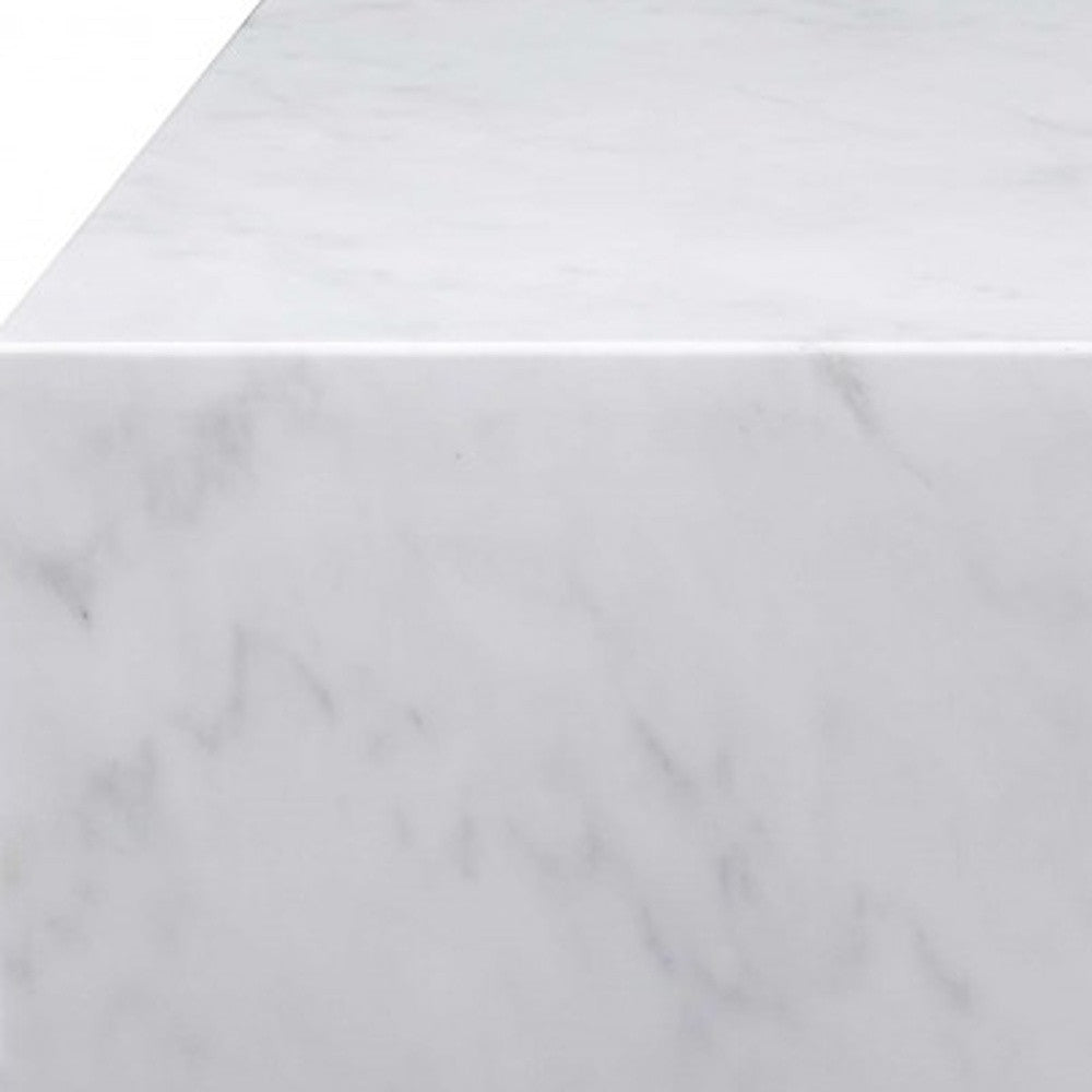 White Genuine Marble And Brass Square Coffee Table 35"
