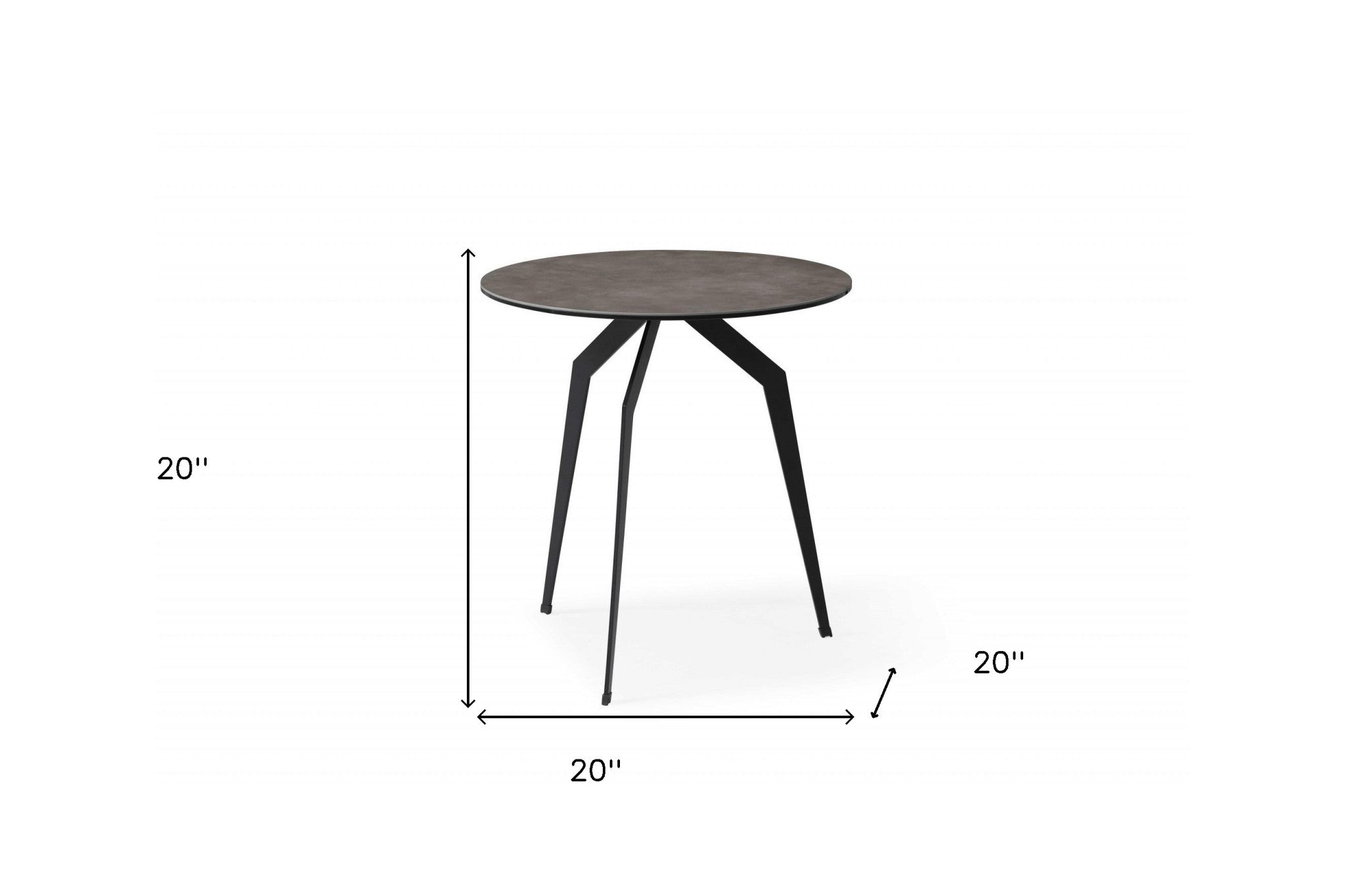 20 X 20 X 20 Black Ceramic Iron Side Table