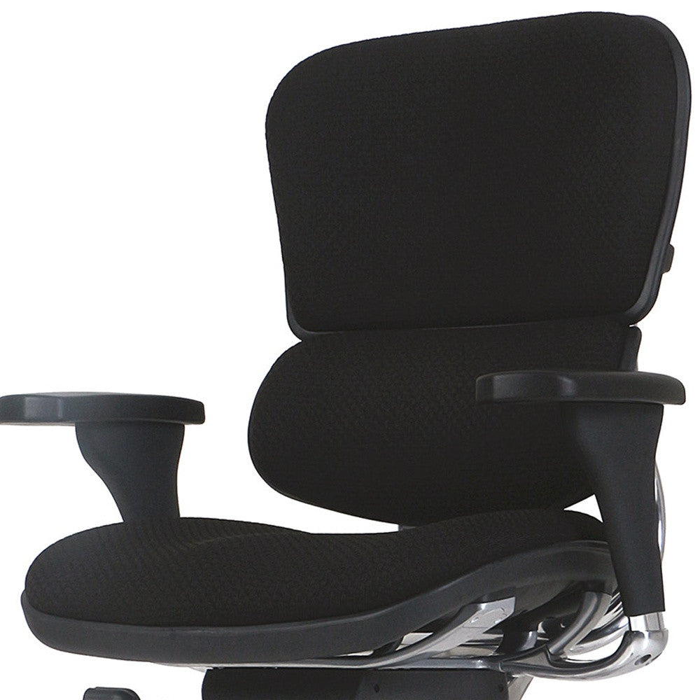 Black Fabric Tufted Seat Swivel Adjustable Task Chair Fabric Back Steel Frame