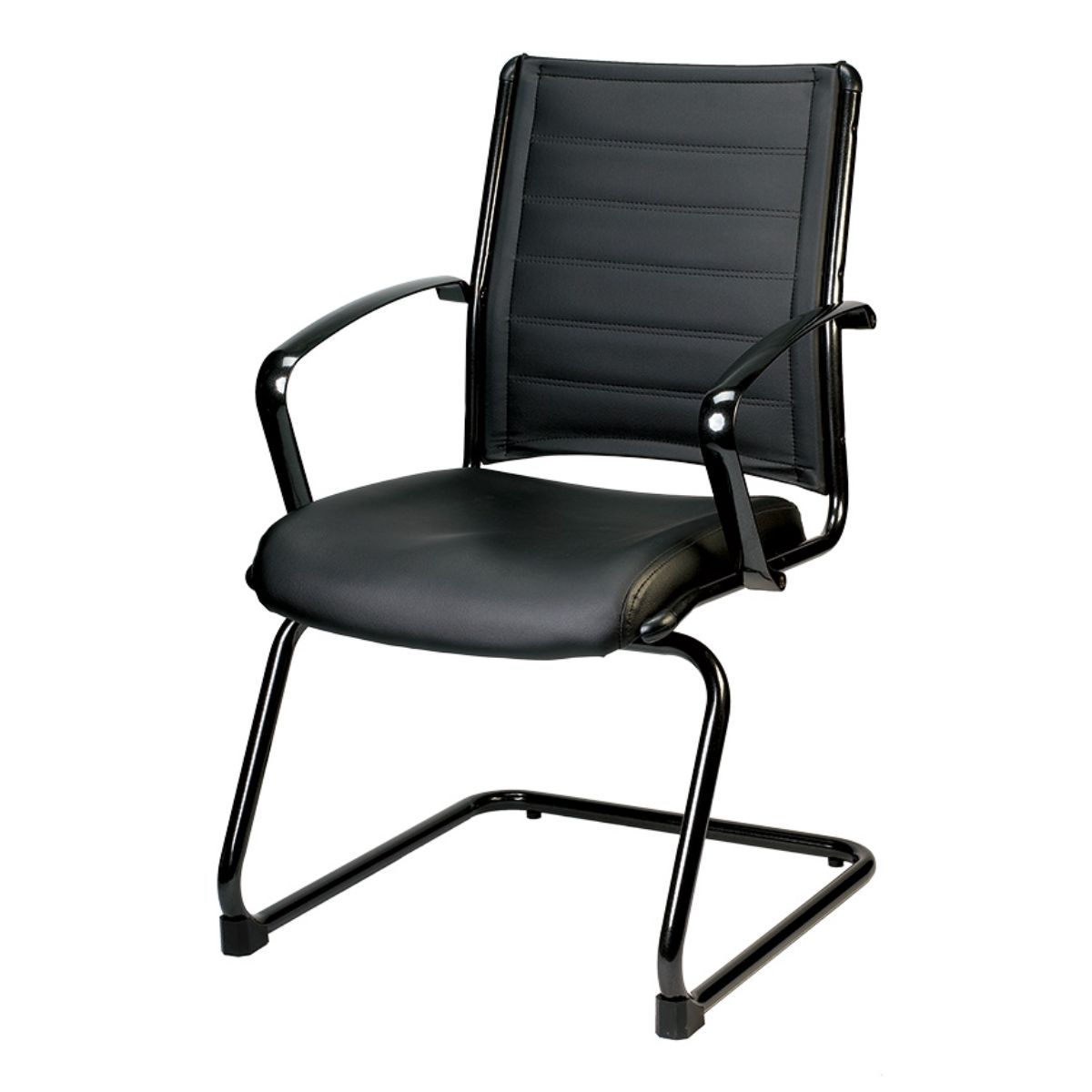 Black Faux Leather Tufted Seat Swivel Task Chair Leather Back Steel Frame