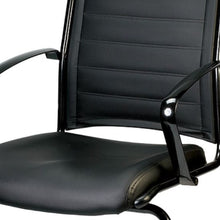 Black Faux Leather Tufted Seat Swivel Task Chair Leather Back Steel Frame