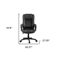 Black Eco Leather Tufted Seat Swivel Adjustable Task Chair Leather Back Plastic Frame