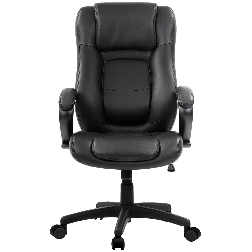 Black Eco Leather Tufted Seat Swivel Adjustable Task Chair Leather Back Plastic Frame