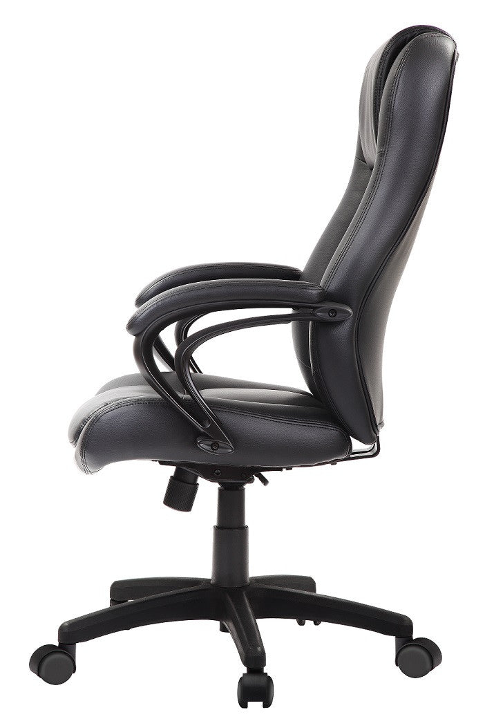 Black Eco Leather Tufted Seat Swivel Adjustable Task Chair Leather Back Plastic Frame