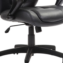 Black Eco Leather Tufted Seat Swivel Adjustable Task Chair Leather Back Plastic Frame