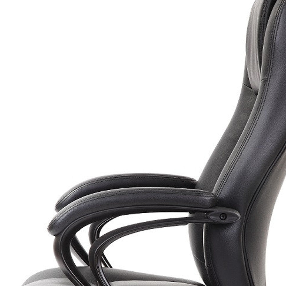 Black Eco Leather Tufted Seat Swivel Adjustable Task Chair Leather Back Plastic Frame