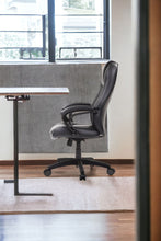 Black Eco Leather Tufted Seat Swivel Adjustable Task Chair Leather Back Plastic Frame