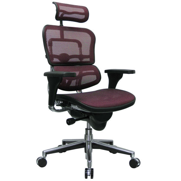 Plum Swivel Adjustable Executive Chair Mesh Back Plastic Frame