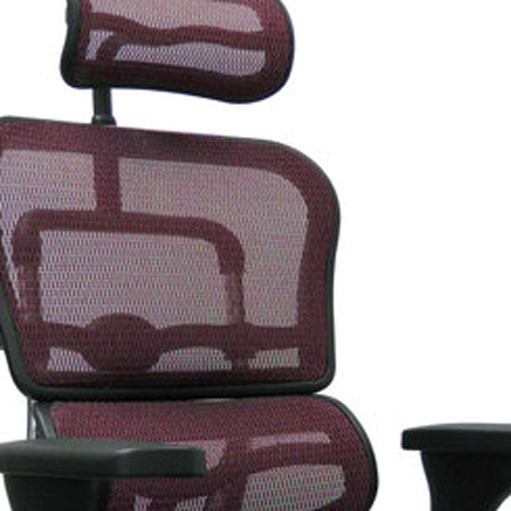 Plum Swivel Adjustable Executive Chair Mesh Back Plastic Frame